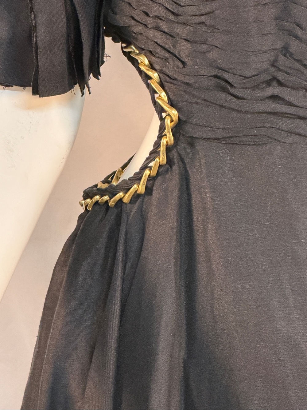 Aje Black Midi Dress with Puff Sleeves and Side Cutouts - Picture 4 of 10
